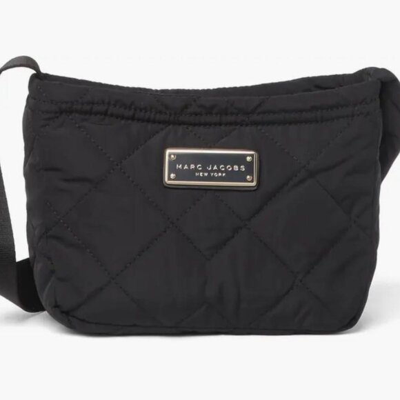 Marc Jacobs Quilted Nylon Crossbody Bag In Black Small Light Smudge On Zipper - Picture 1 of 4